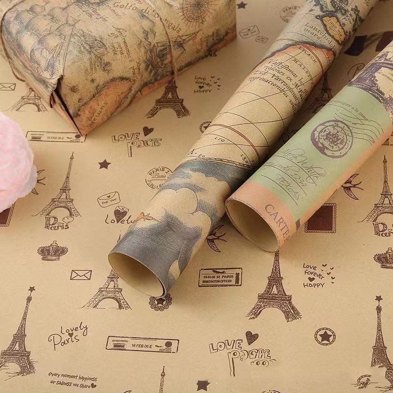 Vintage Newspaper Wrapping Pap - Flower Wrap Kraft review and price