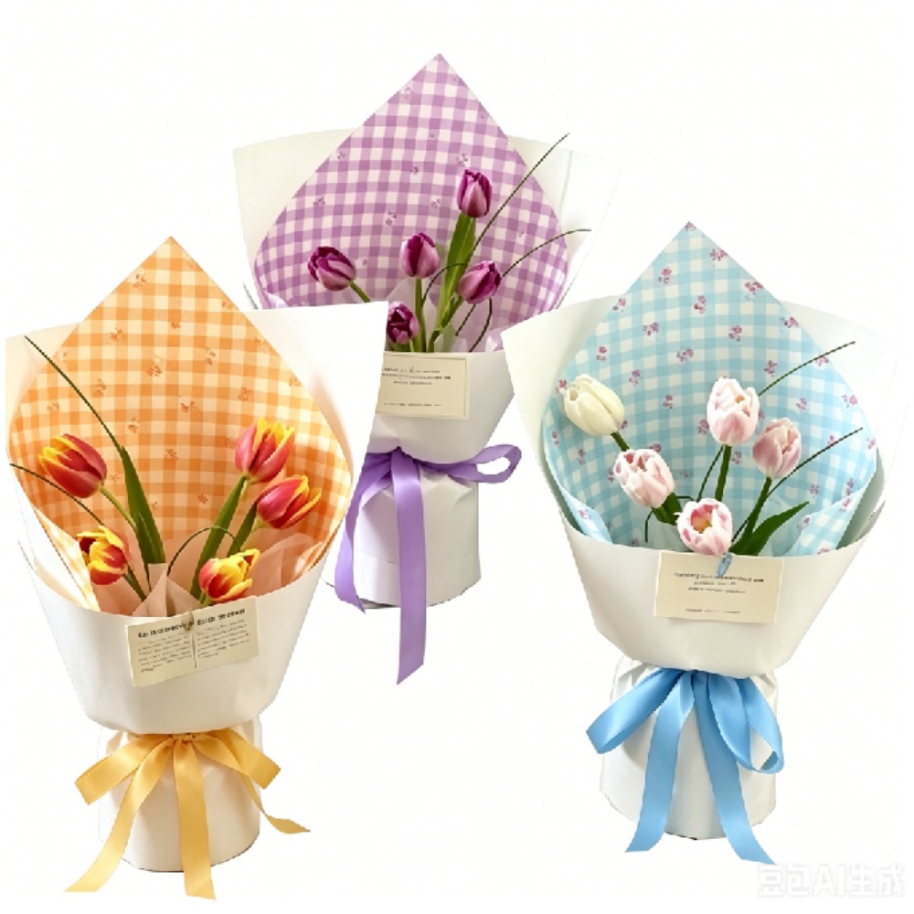 Rose Grid Print Thick White Kr - Flower Wrap Kraft review and price
