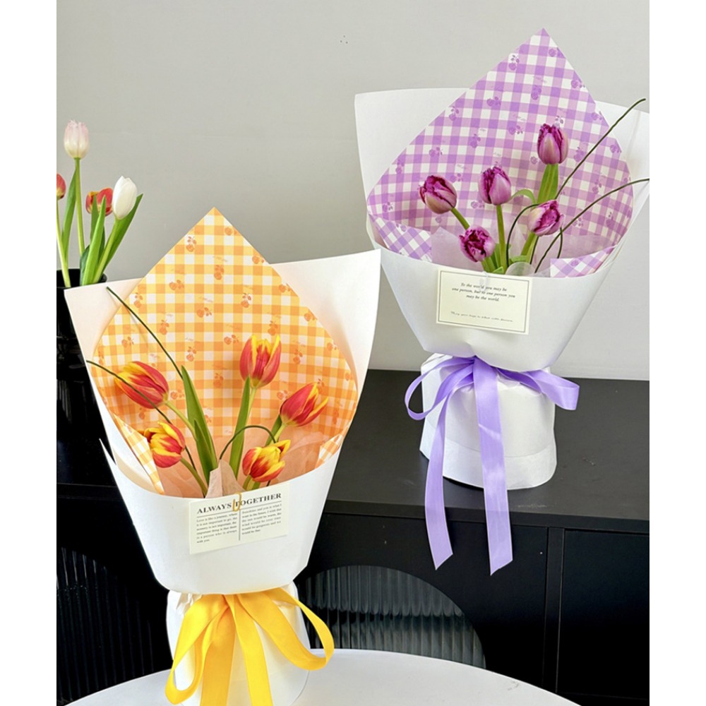 Rose Grid Print Thick White Kr - Flower Wrap Kraft review and price